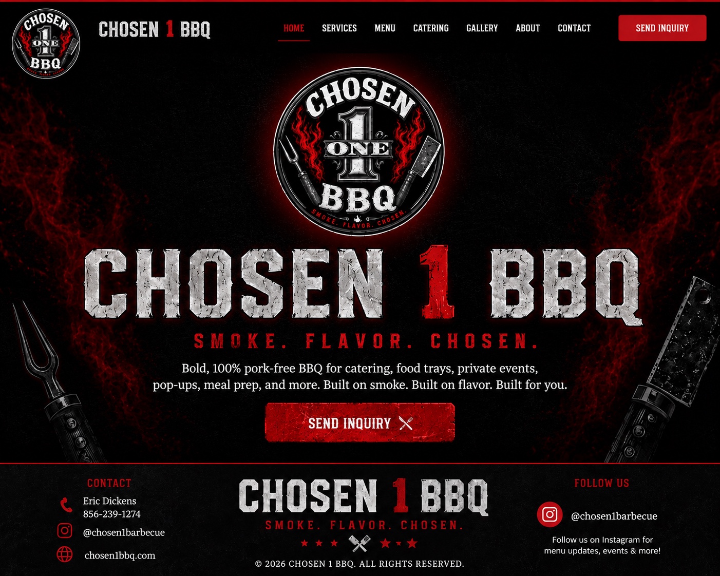 CHOSEN 1 BBQ website homepage
