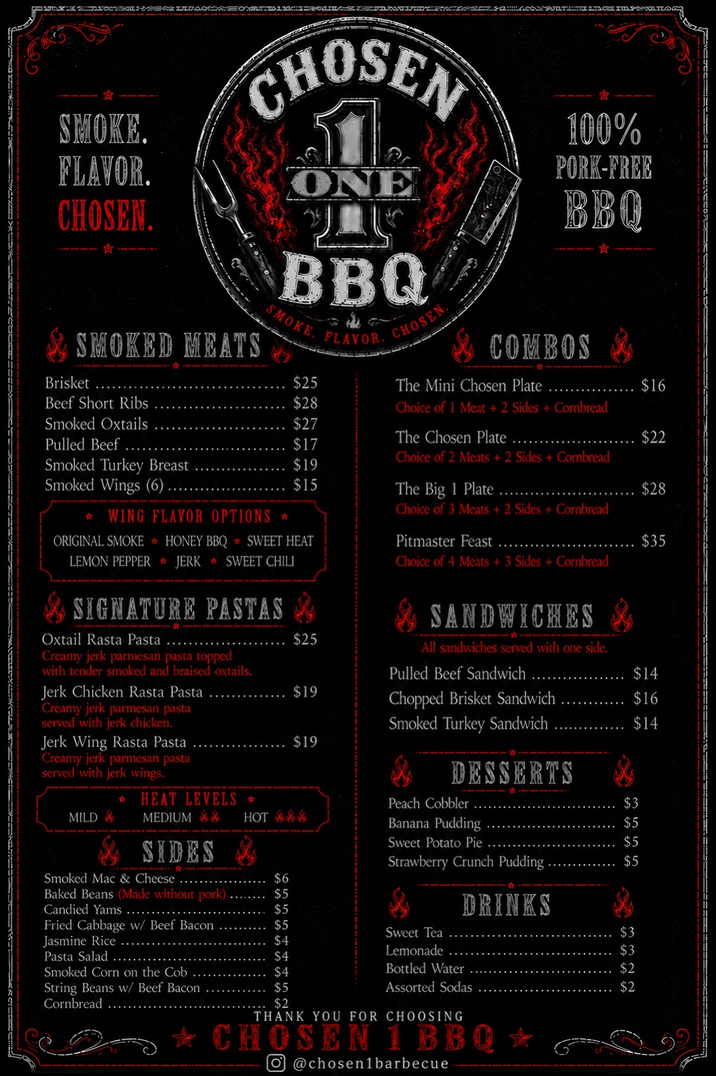 CHOSEN 1 BBQ menu